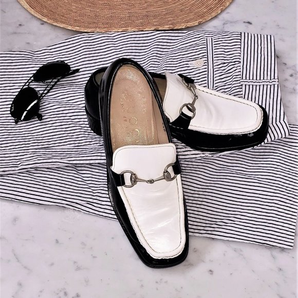 Gucci Horsebit Loafers Vintage 1996 Two-Tone Black & White, M Sz 5.5 D; W Sz 7 - Picture 1 of 16